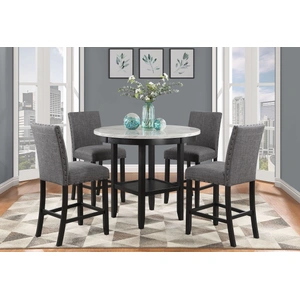 Global Furniture USA D40011 Marble/Wood Round Bar Table, Light Grey
