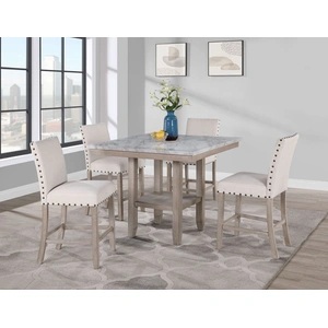 Global Furniture USA D4010 Faux Marble/Wood Sqaure Bar Table, White/Natural