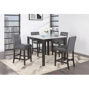 Global Furniture USA D4052 5-Piece Faux Marble/Wood Dining Bar Set, White