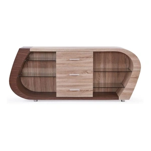 Global Furniture USA D4126 Wood/Glass Buffet w/3 Drawers, Oak/Walnut
