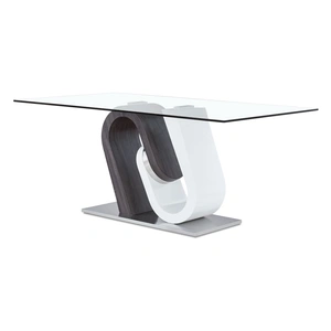 Global Furniture USA D4127N Glass Top Rectangular Dining Table in Dark Grey/Silver/White