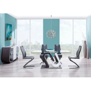Global Furniture USA D4127 Wood/Glass Buffet w/3 Drawers, White/Gray
