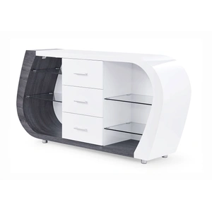 Global Furniture USA D4127 Wood/Glass Buffet w/3 Drawers, White/Gray