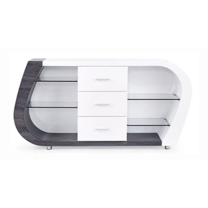 Global Furniture USA D4127 Wood/Glass Buffet w/3 Drawers, White/Gray
