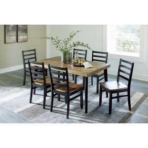 Ashley Furniture Blondon 7-Piece Rectangular Wood Dining Room Set, Brown/Black