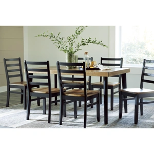Ashley Furniture Blondon 7-Piece Rectangular Wood Dining Room Set, Brown/Black