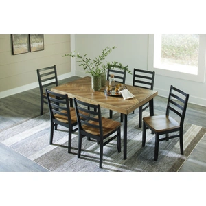 Ashley Furniture Blondon 7-Piece Rectangular Wood Dining Room Set, Brown/Black