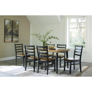 Ashley Furniture Blondon 7-Piece Rectangular Wood Dining Room Set, Brown/Black