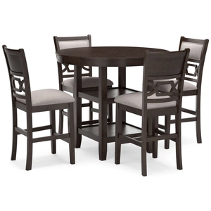 Ashley Furniture Langwest 5-Piece Polyester/Wood DRM Square Counter Table Set, Brown