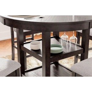 Ashley Furniture Langwest 5-Piece Polyester/Wood DRM Square Counter Table Set, Brown