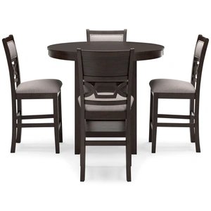 Ashley Furniture Langwest 5-Piece Polyester/Wood DRM Square Counter Table Set, Brown