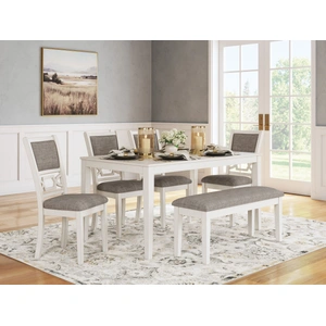 Ashley Furniture Erinberg 6-Piece Dining Set - Antique White Table & Bench | Sohomod, Antique White