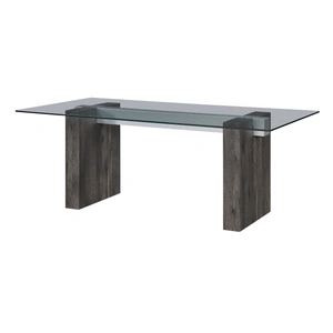 Global Furniture USA D4238 Glass Top Rectangular Dining Table in Clear/Dark Brown