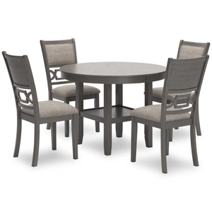 Ashley Furniture Wrenning 5-Piece Round Dining Set - Gray Wood Table & 4 Chairs | Sohomod, Gray