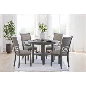 Ashley Furniture Wrenning 5-Piece Round Dining Set - Gray Wood Table & 4 Chairs | Sohomod, Gray