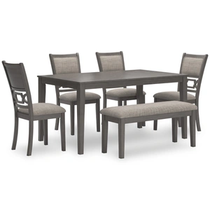 Ashley Furniture Wrenning 6-Piece Dining Set - Gray Rectangular Table & Bench | Sohomod, Gray