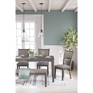 Ashley Furniture Wrenning 6-Piece Dining Set - Gray Rectangular Table & Bench | Sohomod, Gray