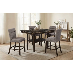 Global Furniture USA D4355 Faux Marble Bar Table Set in Dark Brown
