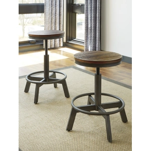Ashley Furniture Torjin Swivel Stool - Adjustable Industrial Metal & Wood | Sohomod, Brown/Gray (Set of 2)