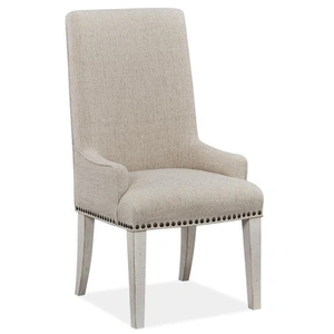 Magnussen SM Bronwyn Fabric/Wood Host Dining Side Chair, Alabaster (Set of 2)