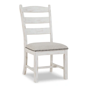 Ashley Furniture Valebeck Cottage-Chic Ladderback Dining Chair | Vintage White, Beige/White (Set of 2)