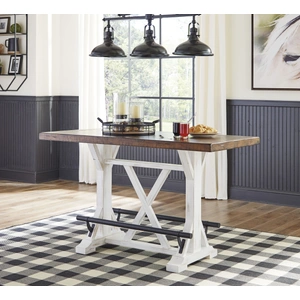 Ashley Furniture Valebeck Counter Height Dining Table | White & Brown, White/Brown