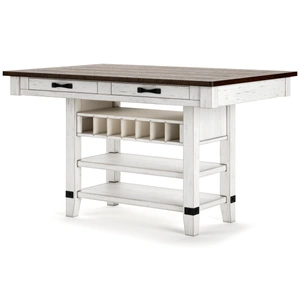 Ashley Furniture Valebeck Counter Height Dining Table with 4 Drawers | White, White/Brown