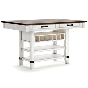 Ashley Furniture Valebeck Counter Height Dining Table with 4 Drawers | White, White/Brown