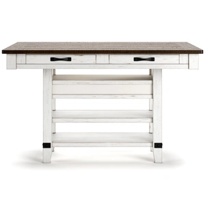 Ashley Furniture Valebeck Counter Height Dining Table with 4 Drawers | White, White/Brown