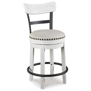 Ashley Furniture Valebeck Swivel Barstool - Upholstered Back Wood & Metal | Sohomod, White