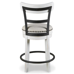 Ashley Furniture Valebeck Swivel Barstool - Upholstered Back Wood & Metal | Sohomod, White