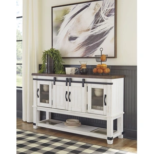Ashley Furniture Valebeck Wood Dining Server | Rustic Farmhouse Sideboard, White/Brown