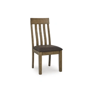 Ashley Furniture Urbinforte Faux Leather Dining Side Chair | Modern Wood Seating, Light Brown (Set of 2)