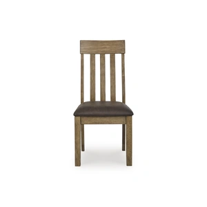 Ashley Furniture Urbinforte Faux Leather Dining Side Chair | Modern Wood Seating, Light Brown (Set of 2)