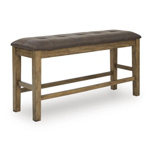 Ashley Furniture Urbinforte Light Brown Wood & Faux Leather Counter Bench, Light Brown