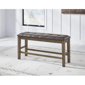 Ashley Furniture Urbinforte Light Brown Wood & Faux Leather Counter Bench, Light Brown