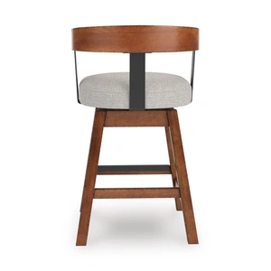 Ashley Furniture Ralene Swivel Barstool - Upholstered Bar Height Wood | Sohomod, Medium Brown (Set of 2)