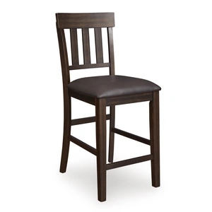 Ashley Furniture Haddigan Wood Barstool - Dark Brown Vinyl Bar Height | Sohomod, Dark Brown (Set of 2)