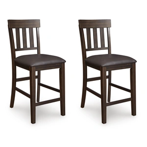 Ashley Furniture Haddigan Wood Barstool - Dark Brown Vinyl Bar Height | Sohomod, Dark Brown (Set of 2)
