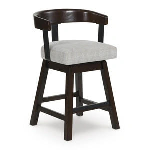 Ashley Furniture Haddigan Wood Swivel Barstool - Upholstered Bar Height | Sohomod, Dark Brown (Set of 2)