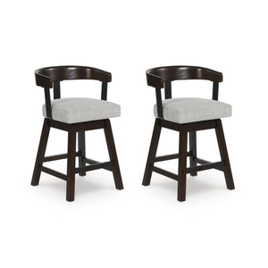 Ashley Furniture Haddigan Wood Swivel Barstool - Upholstered Bar Height | Sohomod, Dark Brown (Set of 2)
