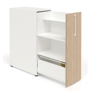 NARBUTAS Boxi Office Lockable Storage Tower w/2 Shelves, 1 Metal Shelf & File Drawer
