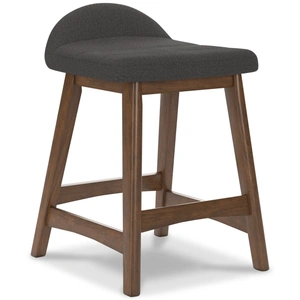 Ashley Furniture Lyncott Wood Barstool - Upholstered High Back Stool | Sohomod, Charcoal/Brown (Set of 2)