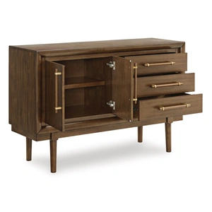 Ashley Furniture Lyncott Wood Dining Room Server - Mid-Century Sideboard, Brown