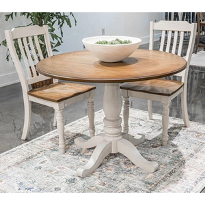 Ashley Furniture Wirloni Round Drop-Leaf Dining Set - White & Brown | Ashley, Antique White/Brown