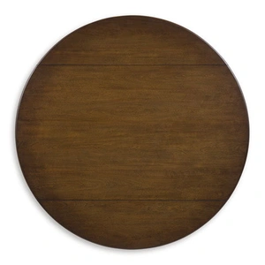 Ashley Furniture Wirloni Round Drop-Leaf Dining Table - Antique White & Brown, Antique White/Brown