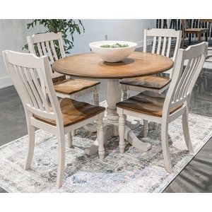 Ashley Furniture Wirloni Round Drop-Leaf Dining Set - White & Brown | Ashley, Antique White/Brown