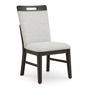 Ashley Furniture Neymorton Performance Fabric Dining Side Chair | Gray & Brown, Light Gray/Brown (Set of 2)