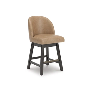 Ashley Furniture Neymorton Swivel Barstool - Black Faux Leather & Wood | Sohomod, Dark Grayish Brown (Set of 2)