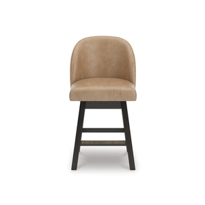 Ashley Furniture Neymorton Swivel Barstool - Black Faux Leather & Wood | Sohomod, Dark Grayish Brown (Set of 2)